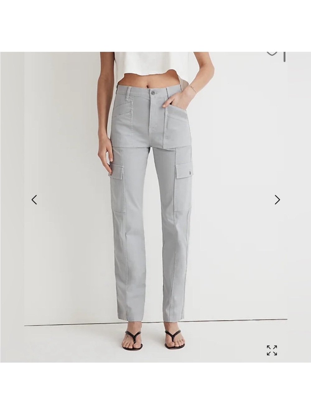 Light Gray Cargo Straight-Leg Pants